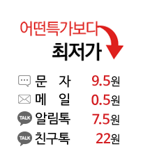 어떤 특가보다 최저가, 문자9.5원 메일0.5원